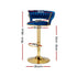 Artiss Vivien Set of 3 Bar Stools Gas Lift Swivel Velvet Woven Backrest Navy