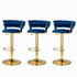 Artiss Vivien Set of 3 Bar Stools Gas Lift Swivel Velvet Woven Backrest Navy