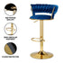 Artiss Vivien Set of 3 Bar Stools Gas Lift Swivel Velvet Woven Backrest Navy