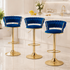 Artiss Vivien Set of 3 Bar Stools Gas Lift Swivel Velvet Woven Backrest Navy
