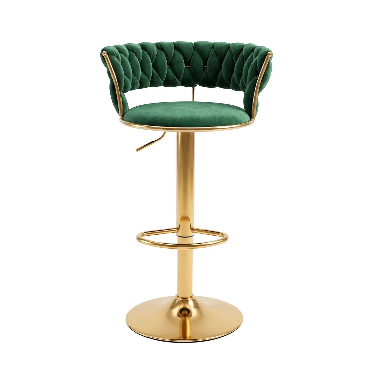 Artiss Bar Stool X1 Gas Lift Adjustable Velvet Woven Backrest Vivien Green