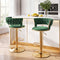 Artiss 2x Bar Stools Gas Lift Adjustable Velvet Woven Backrest Vivien Green