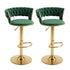 Artiss 2x Bar Stools Gas Lift Adjustable Velvet Woven Backrest Vivien Green
