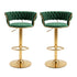 Artiss 2x Bar Stools Gas Lift Adjustable Velvet Woven Backrest Vivien Green
