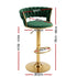 Artiss 3x Bar Stools Gas Lift Adjustable Velvet Woven Backrest Vivien Green