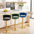 Artiss 3x Bar Stools Gas Lift Adjustable Velvet Woven Backrest Vivien Green