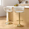 Artiss Set of 2 Velvet Bar Stools Ivory Gas Lift Swivel Woven Backrest