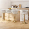 4PCS Velvet Gas Lift Bar Stools Woven Back Ivory