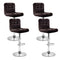 4x Bar Stools PU Leather Swivel Adjustable Height Brown Chrome