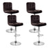 4x Bar Stools PU Leather Swivel Adjustable Height Brown Chrome