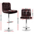 4x Bar Stools PU Leather Swivel Adjustable Height Brown Chrome