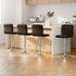 4x Bar Stools PU Leather Swivel Adjustable Height Brown Chrome