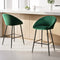 2x Bar Stools Kitchen Dining Chair Counter Stool Tub Velvet Metal Green