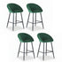 4x Bar Stools Kitchen Dining Chair Counter Stool Tub Velvet Metal Green