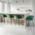 4x Bar Stools Kitchen Dining Chair Counter Stool Tub Velvet Metal Green