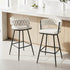 2x Bar Stools Kitchen Dining Chair Counter Stool Woven Velvet Metal Ivory