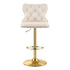Artiss 1x Bar Stool Counter Chair Kitchen Adjustable Nailhead Trim Velvet Ivory