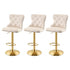 Artiss 3x Bar Stools Counter Chair Kitchen Adjustable Nailhead Trim Velvet Ivory