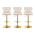 Artiss 3x Bar Stools Counter Chair Kitchen Adjustable Nailhead Trim Velvet Ivory