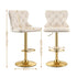Artiss 4x Bar Stools Counter Chair Kitchen Adjustable Nailhead Trim Velvet Ivory