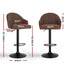 2x Bar Stools Kitchen Swivel Gas Lift Counter Chair Shell Leather Brown
