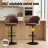 2x Bar Stools Kitchen Swivel Gas Lift Counter Chair Shell Leather Brown