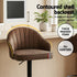 2x Bar Stools Kitchen Swivel Gas Lift Counter Chair Shell Leather Brown