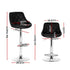 4x Bar Stools Leather Padded Gas Lift Black