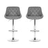 Artiss 2x Bar Stools Leather Padded Gas Lift Grey