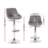 4x Bar Stools Leather Padded Gas Lift Grey