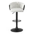 1x Bar Stool Single Kitchen Dining Chair Counter Stool Woven Velvet Ivory
