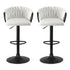 Bar Stool x2 Kitchen Dining Chair Counter Gaslift Woven Velvet Ivory
