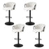 Bar Stool x4 Kitchen Dining Chair Counter Gaslift Woven Velvet Ivory