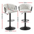 Bar Stool x4 Kitchen Dining Chair Counter Gaslift Woven Velvet Ivory
