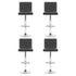 Set of 4 PU Leather Lined Pattern Bar Stools- Grey and Chrome