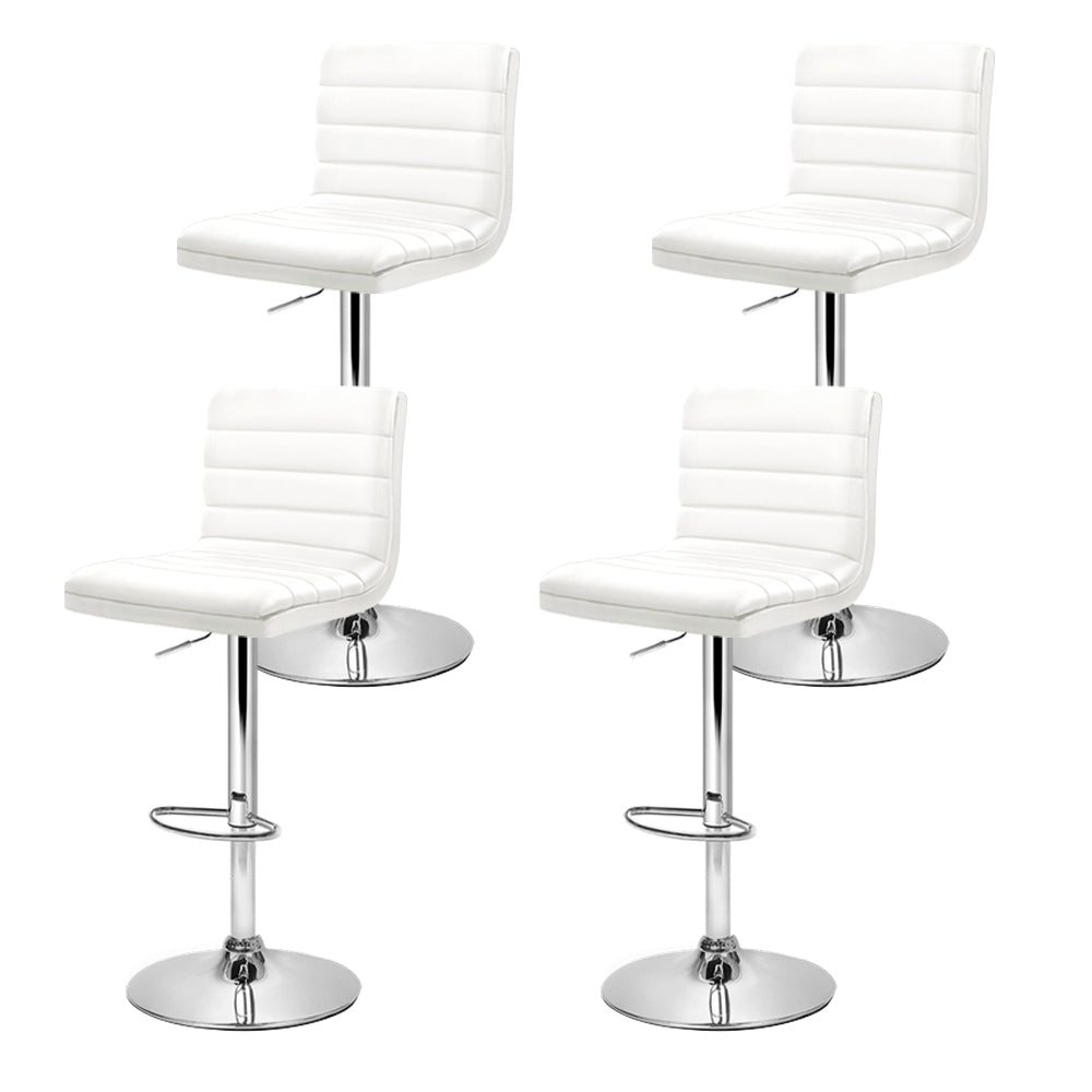 Artiss 4x Bar Stools Padded Leather Gas Lift White