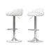 2x Bar Stools PU Leather Gas Lift White