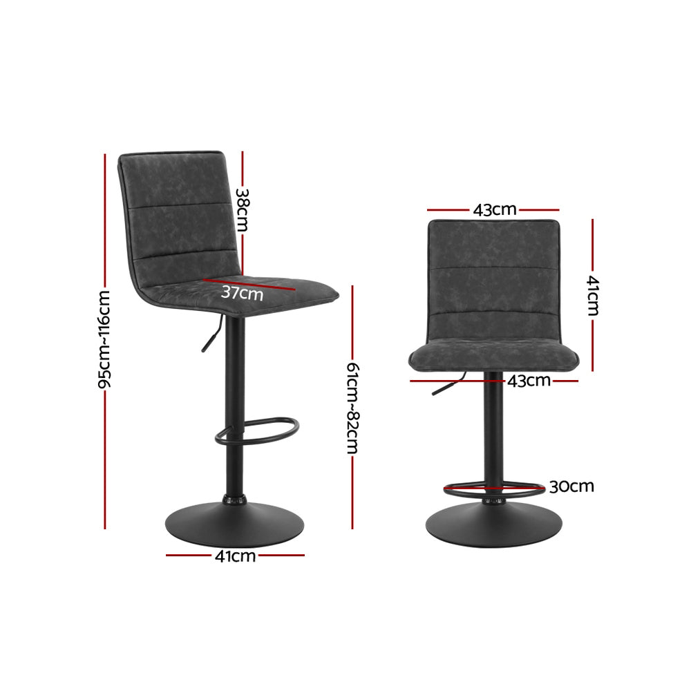 Artiss 2x Bar Stools Gas Lift Vintage Leather Grey