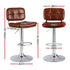 2x Bar Stools Kitchen Swivel Gas Lift Counter Chair Tuft PU Leather Brown