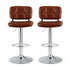 2x Bar Stools Kitchen Swivel Gas Lift Counter Chair Tuft PU Leather Brown
