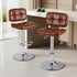 2x Bar Stools Kitchen Swivel Gas Lift Counter Chair Tuft PU Leather Brown