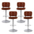 4x Bar Stools Kitchen Swivel Gas Lift Counter Chair Tuft PU Leather Brown