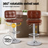 4x Bar Stools Kitchen Swivel Gas Lift Counter Chair Tuft PU Leather Brown