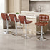 4x Bar Stools Kitchen Swivel Gas Lift Counter Chair Tuft PU Leather Brown
