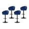 Artiss 4x Gas Lift Bar Stools Velvet Blue Swivel Chairs