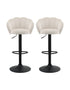 Artiss 2x Bar Stools Counter Chair Adjustable Shell Backrest Velvet Nessah Ivory