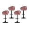 4x Velvet Gas Lift Bar Stools Pink Swivel Clam Shell Design