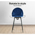 2x Bar Stools Velvet Swivel Metal Legs Blue