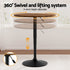 Height Adjustable Bar Table 360 Swivel Round Gaslift Design 60cm Rustic Brown Black