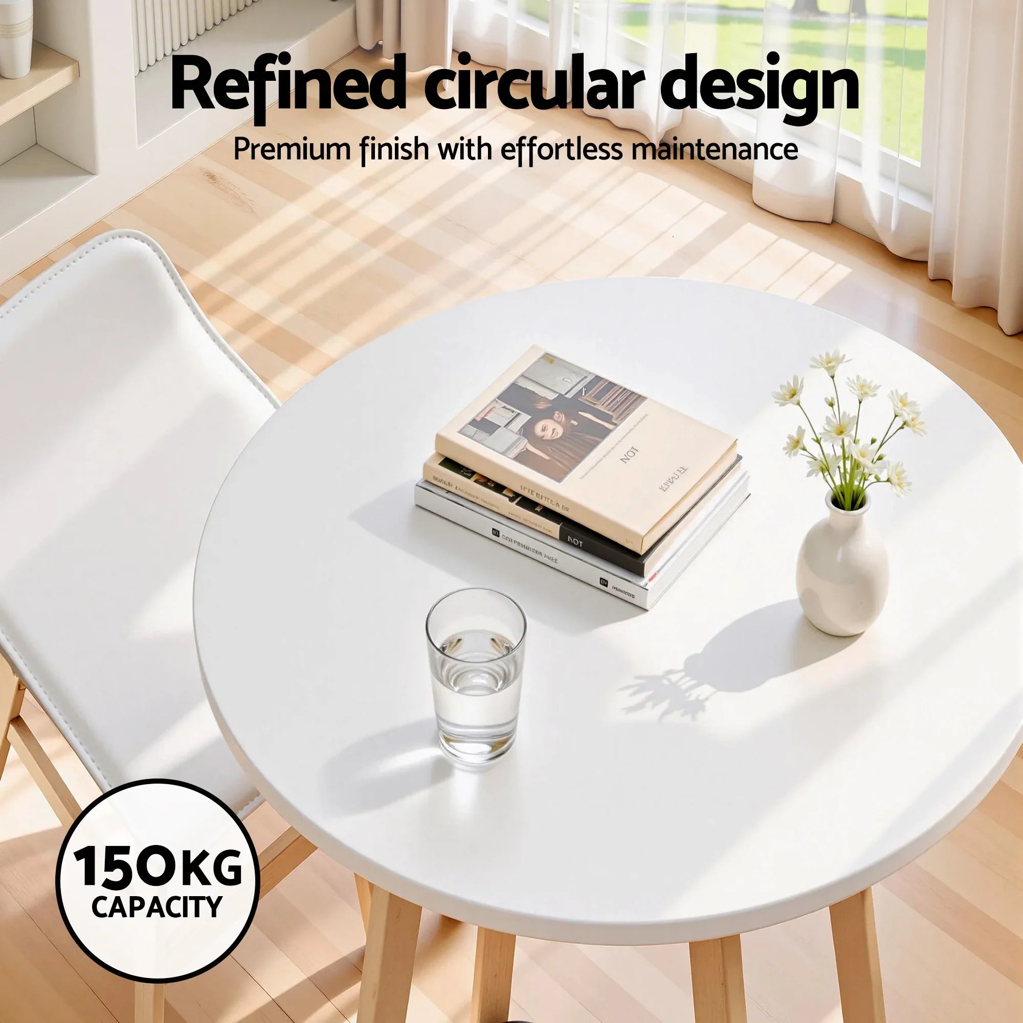 Bar Table Round Counter Kitchen Dining Desk Pub 98cm Height Wood White